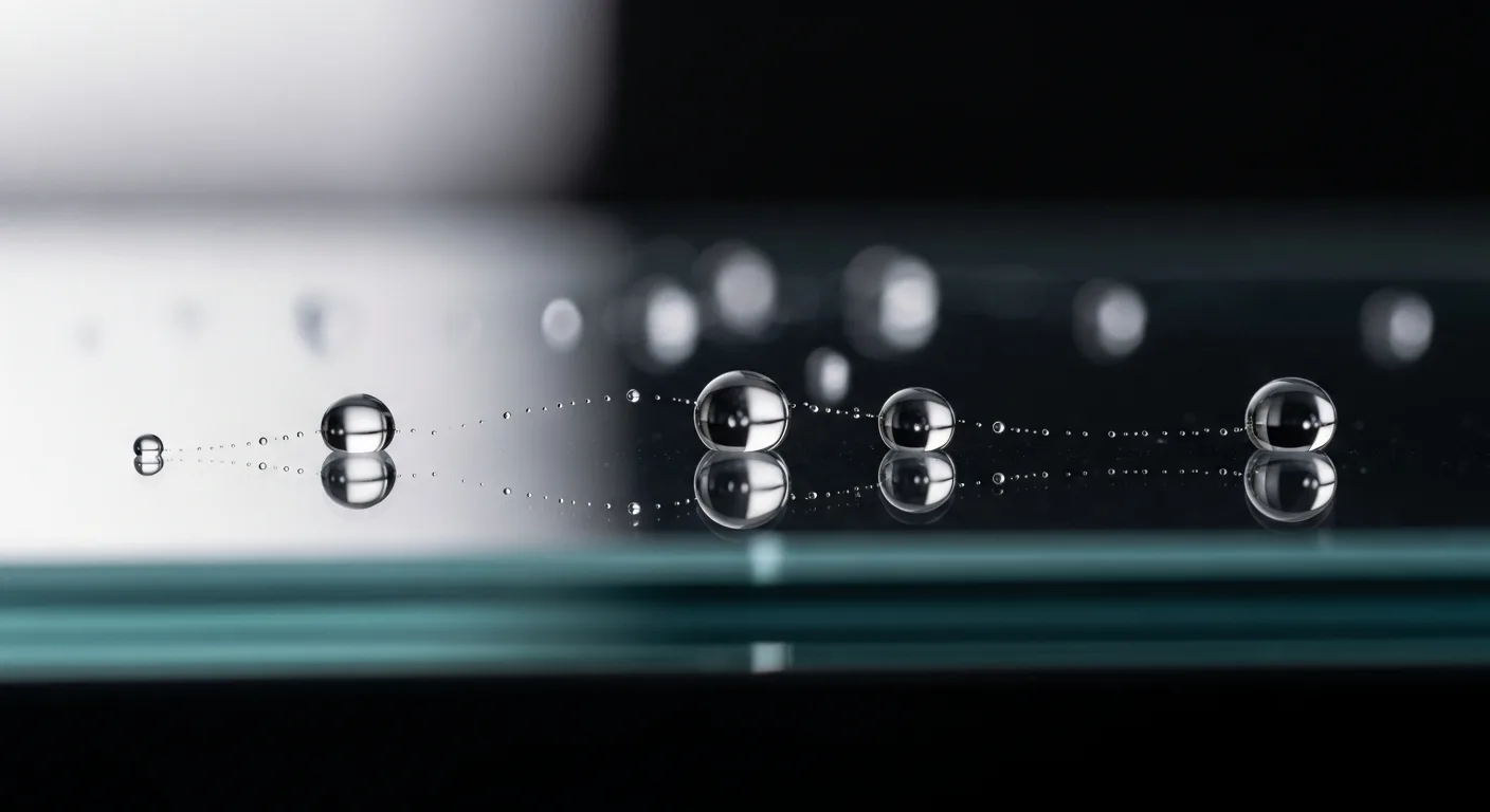 Pflegeleichte Glasbeschichtung mit abperlenden Wassertropfen