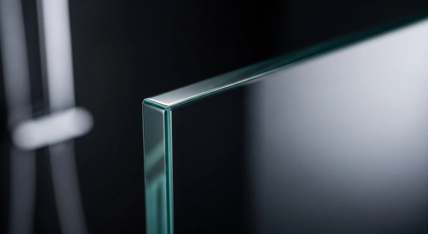 Hochwertiges ESG-Sicherheitsglas für Glasduschen in der Nahaufnahme