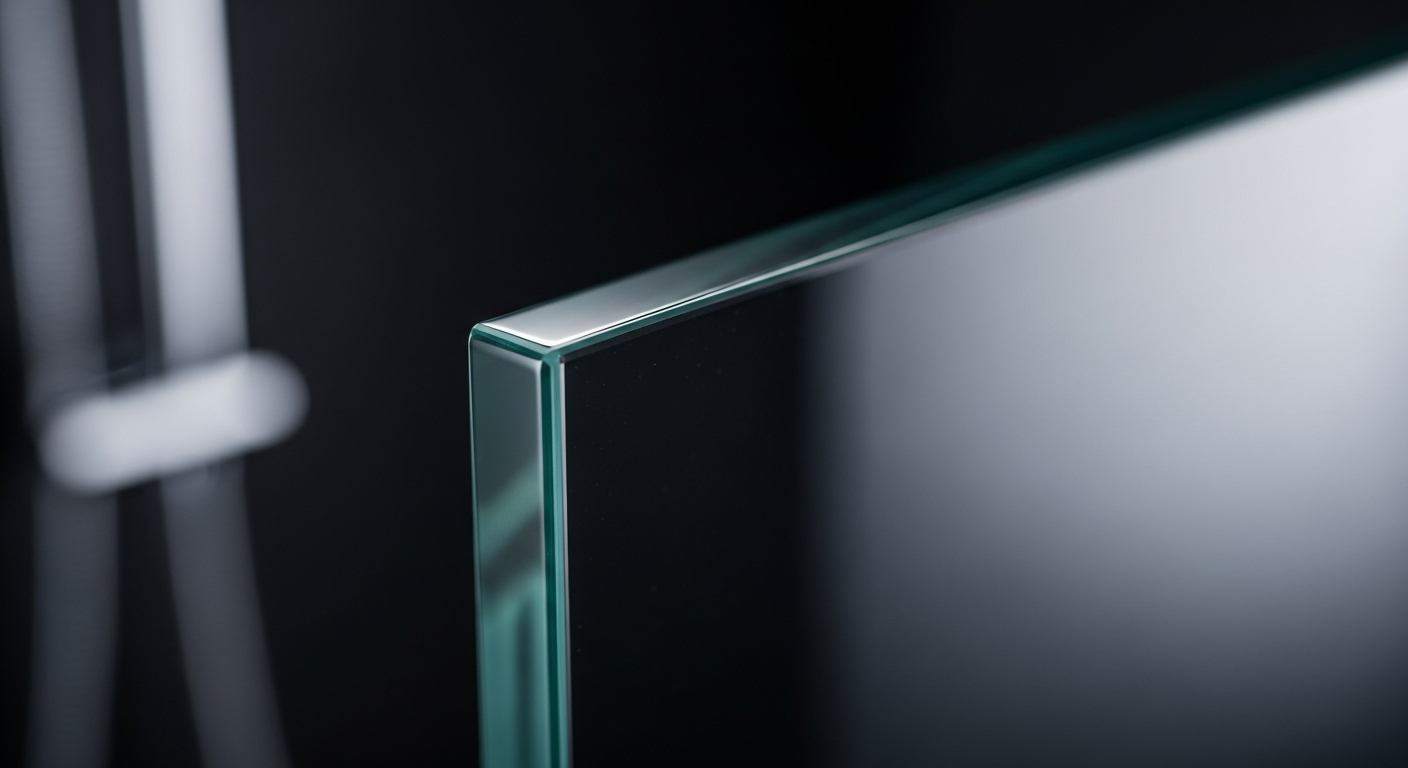 Hochwertiges ESG-Sicherheitsglas für maßgefertigte Glasduschen in der Nahaufnahme